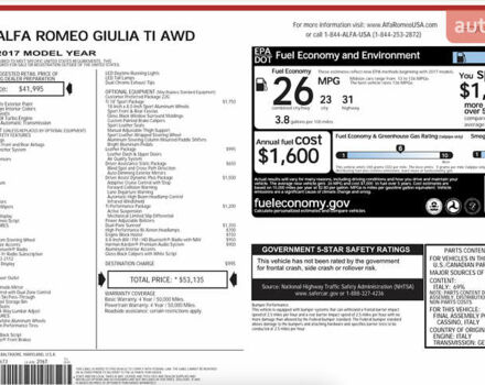 Белый Альфа Ромео Джулия, объемом двигателя 2 л и пробегом 82 тыс. км за 25600 $, фото 40 на Automoto.ua