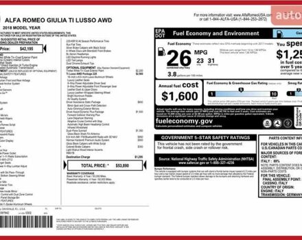 Білий Альфа Ромео Джулія, об'ємом двигуна 2 л та пробігом 43 тис. км за 21999 $, фото 1 на Automoto.ua