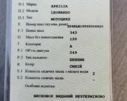 Априлия Leonardo 250, объемом двигателя 0.25 л и пробегом 0 тыс. км за 1100 $, фото 2 на Automoto.ua