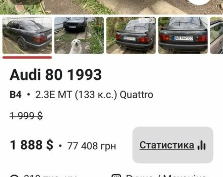 Черный Ауди 80, объемом двигателя 2.3 л и пробегом 319 тыс. км за 1899 $, фото 1 на Automoto.ua