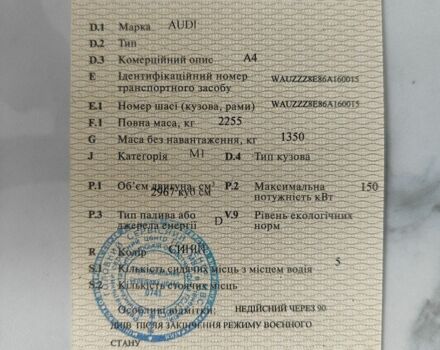 Синий Ауди А4, объемом двигателя 3 л и пробегом 414 тыс. км за 3400 $, фото 17 на Automoto.ua
