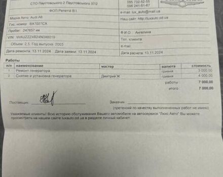 Черный Ауди А6, объемом двигателя 2.5 л и пробегом 257 тыс. км за 5600 $, фото 23 на Automoto.ua