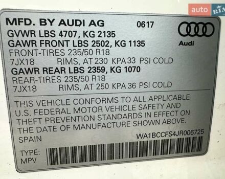 Ауди Ку3 2017 в Львове на Automoto.ua Белый Ауди Ку3, объемом двигателя 2 л и пробегом 206 тыс. км за 12999 $, фото 33 на Automoto.ua