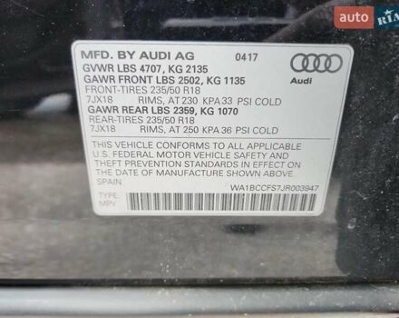 Ауди Ку3 2017 в Житомире на Automoto.ua Черный Ауди Ку3, объемом двигателя 2 л и пробегом 146 тыс. км за 3500 $, фото 12 на Automoto.ua