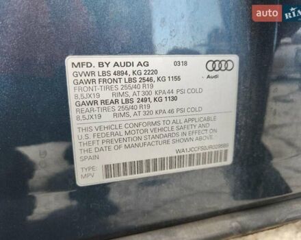 Ауди Ку3 2018 в Львове на Automoto.ua Синий Ауди Ку3, объемом двигателя 1.98 л и пробегом 74 тыс. км за 3700 $, фото 11 на Automoto.ua