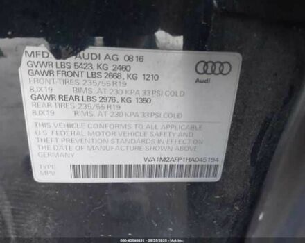 Синий Ауди Ку 5, объемом двигателя 2 л и пробегом 64 тыс. км за 2300 $, фото 8 на Automoto.ua