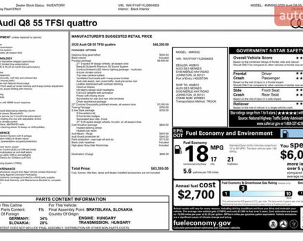 Серый Ауди Q8, объемом двигателя 3 л и пробегом 91 тыс. км за 58000 $, фото 50 на Automoto.ua