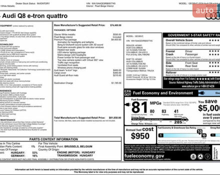 Белый Ауди Q8 e-tron, объемом двигателя 0 л и пробегом 63 тыс. км за 47800 $, фото 61 на Automoto.ua
