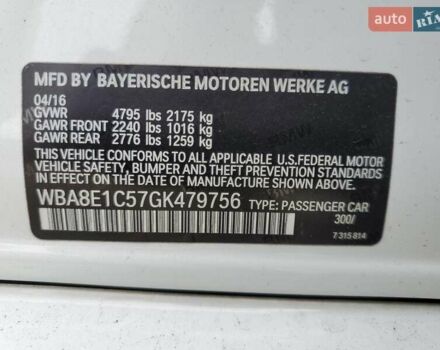 БМВ 3 Серия 2016 в Киеве на Automoto.ua Белый БМВ 3 Серия, объемом двигателя 2 л и пробегом 192 тыс. км за 3300 $, фото 11 на Automoto.ua