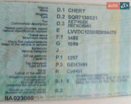Синий Чери Джагги, объемом двигателя 1.3 л и пробегом 50 тыс. км за 3000 $, фото 5 на Automoto.ua