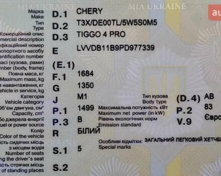 Білий Чері Tiggo 4 Pro, об'ємом двигуна 1.5 л та пробігом 15 тис. км за 14500 $, фото 14 на Automoto.ua