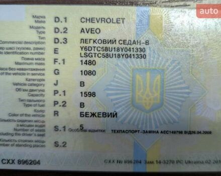 Бежевый Шевроле Авео, объемом двигателя 1.6 л и пробегом 99 тыс. км за 5000 $, фото 12 на Automoto.ua