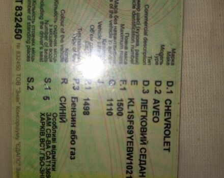 Синий Шевроле Авео, объемом двигателя 0 л и пробегом 204 тыс. км за 4200 $, фото 5 на Automoto.ua