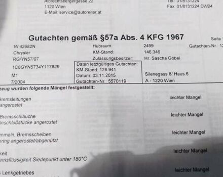 Крайслер Гранд Вояджер 2003 в Кривом Роге на Automoto.ua Синий Крайслер Гранд Вояджер, объемом двигателя 2.5 л и пробегом 184 тыс. км за 8333 $, фото 10 на Automoto.ua