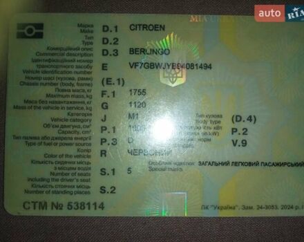 Червоний Сітроен Берлінго, об'ємом двигуна 1.91 л та пробігом 330 тис. км за 3200 $, фото 13 на Automoto.ua