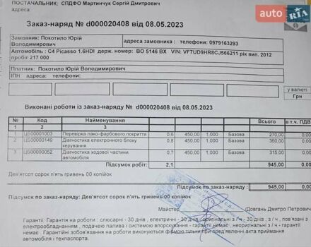 Черный Ситроен С4 Пикассо, объемом двигателя 1.56 л и пробегом 244 тыс. км за 7200 $, фото 22 на Automoto.ua