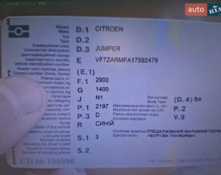 Ситроен Jumper 2004 в Городке на Automoto.ua Синий Ситроен Jumper, объемом двигателя 2.2 л и пробегом 370 тыс. км за 7800 $, фото 7 на Automoto.ua