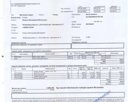 Синий Дачия Сандеро, объемом двигателя 1.15 л и пробегом 154 тыс. км за 3550 $, фото 18 на Automoto.ua