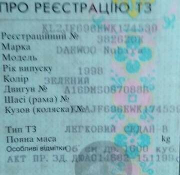 Зеленый Дэу Нубира, объемом двигателя 1.6 л и пробегом 111 тыс. км за 800 $, фото 6 на Automoto.ua