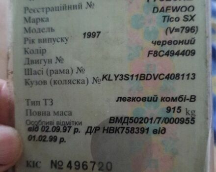 Червоний Деу Тіко, об'ємом двигуна 0.8 л та пробігом 70 тис. км за 1000 $, фото 7 на Automoto.ua
