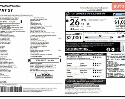 Черный Додж Дарт, объемом двигателя 2.36 л и пробегом 177 тыс. км за 9900 $, фото 26 на Automoto.ua