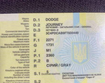 Сірий Додж Джорні, об'ємом двигуна 2.36 л та пробігом 135 тис. км за 10500 $, фото 1 на Automoto.ua