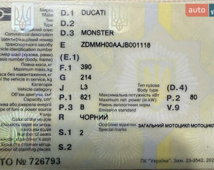 Черный Дукати Monster 821, объемом двигателя 0 л и пробегом 15 тыс. км за 8900 $, фото 9 на Automoto.ua