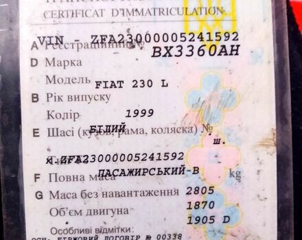 Білий Фіат Дукато, об'ємом двигуна 2.5 л та пробігом 0 тис. км за 1999 $, фото 4 на Automoto.ua