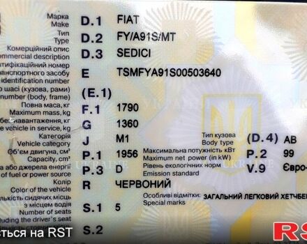 Фіат Седічі, об'ємом двигуна 1.9 л та пробігом 250 тис. км за 7200 $, фото 12 на Automoto.ua