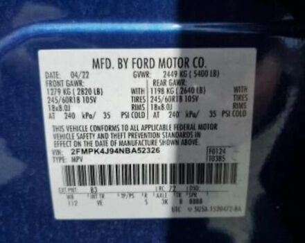 Синій Форд Едж, об'ємом двигуна 2 л та пробігом 45 тис. км за 9300 $, фото 11 на Automoto.ua