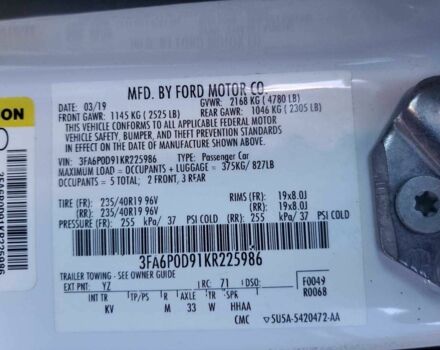 Белый Форд Фьюжн, объемом двигателя 2 л и пробегом 105 тыс. км за 2400 $, фото 11 на Automoto.ua