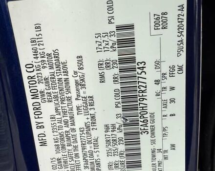 Синий Форд Фьюжн, объемом двигателя 2.5 л и пробегом 240 тыс. км за 7200 $, фото 20 на Automoto.ua