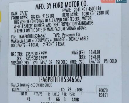 Белый Форд Мустанг, объемом двигателя 2.3 л и пробегом 140 тыс. км за 13999 $, фото 36 на Automoto.ua