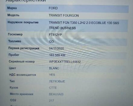 Белый Форд Транзит, объемом двигателя 2 л и пробегом 183 тыс. км за 16300 $, фото 68 на Automoto.ua
