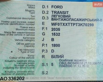 Белый Форд Транзит, объемом двигателя 1.8 л и пробегом 350 тыс. км за 2500 $, фото 3 на Automoto.ua