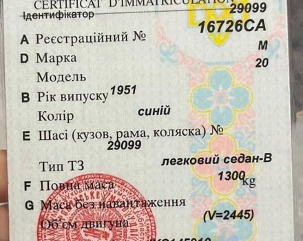 Синий ГАЗ М20 «Победа», объемом двигателя 2.4 л и пробегом 198 тыс. км за 899 $, фото 9 на Automoto.ua