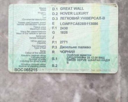 Черный Грейт Вол Ховер, объемом двигателя 2.77 л и пробегом 200 тыс. км за 1800 $, фото 4 на Automoto.ua