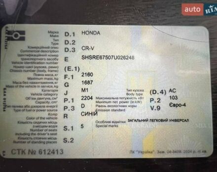 Синий Хонда СРВ, объемом двигателя 2.2 л и пробегом 180 тыс. км за 9300 $, фото 37 на Automoto.ua