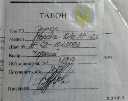 Черный Хонда Dio AF-62, объемом двигателя 0.49 л и пробегом 7 тыс. км за 420 $, фото 7 на Automoto.ua