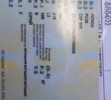 Серый Хонда CBF 600N, объемом двигателя 0.6 л и пробегом 51 тыс. км за 4500 $, фото 2 на Automoto.ua