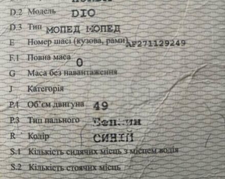 Синий Хонда Dio AF-27, объемом двигателя 0 л и пробегом 7 тыс. км за 290 $, фото 7 на Automoto.ua