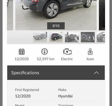 Серый Хендай Kona Electric, объемом двигателя 0 л и пробегом 52 тыс. км за 19000 $, фото 4 на Automoto.ua