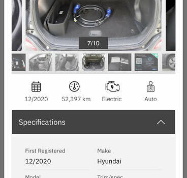 Серый Хендай Kona Electric, объемом двигателя 0 л и пробегом 52 тыс. км за 19000 $, фото 10 на Automoto.ua