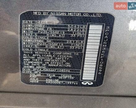 Серый Инфинити QX50, объемом двигателя 2 л и пробегом 90 тыс. км за 5600 $, фото 12 на Automoto.ua
