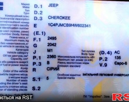 Серый Джип Чероки, объемом двигателя 2.4 л и пробегом 191 тыс. км за 12500 $, фото 4 на Automoto.ua