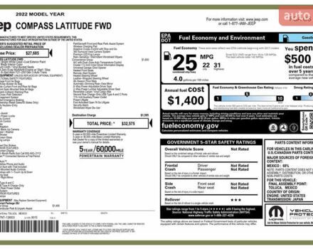 Белый Джип Компас, объемом двигателя 2.36 л и пробегом 41 тыс. км за 22500 $, фото 25 на Automoto.ua