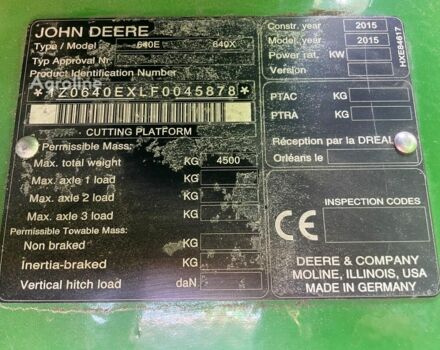 Зеленый Джон Дир 640X, объемом двигателя 0 л и пробегом 0 тыс. км за 37232 $, фото 9 на Automoto.ua