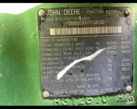 Джон Дир 8370Р, объемом двигателя 0 л и пробегом 0 тыс. км за 279122 $, фото 9 на Automoto.ua