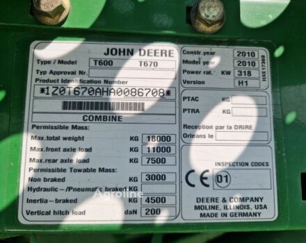 Джон Дир T670, объемом двигателя 0 л и пробегом 0 тыс. км за 121446 $, фото 24 на Automoto.ua