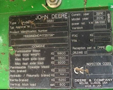 Джон Дир S 690i, объемом двигателя 2.45 л и пробегом 0 тыс. км за 78962 $, фото 24 на Automoto.ua